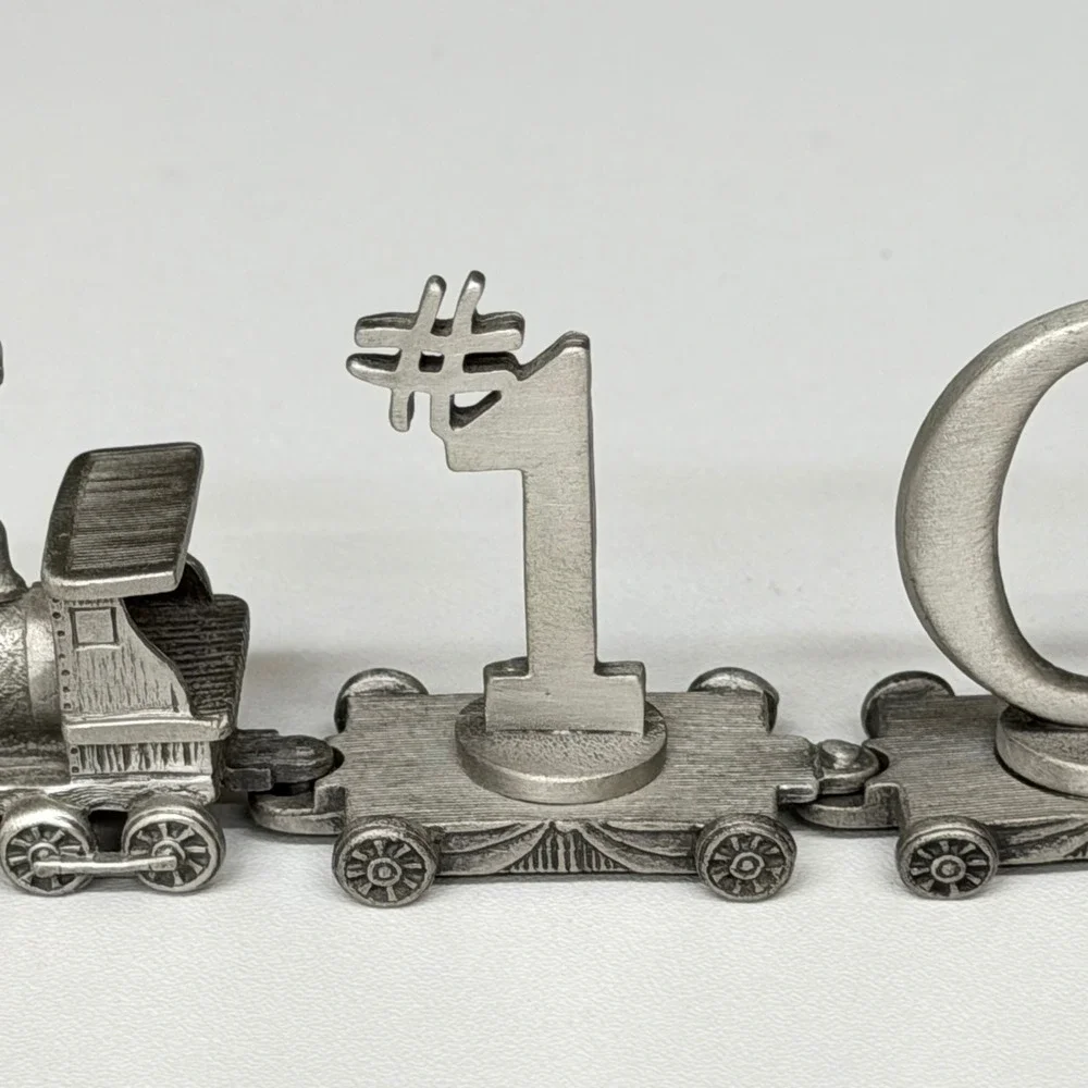 Fort Pewter Vintage #1 Golfer Miniature Train Set Collectible Desk Decor 9pc